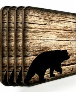 BarMan Wooden Square Coasters - Rustic Animal Theme - Set Of 4 - Options Available