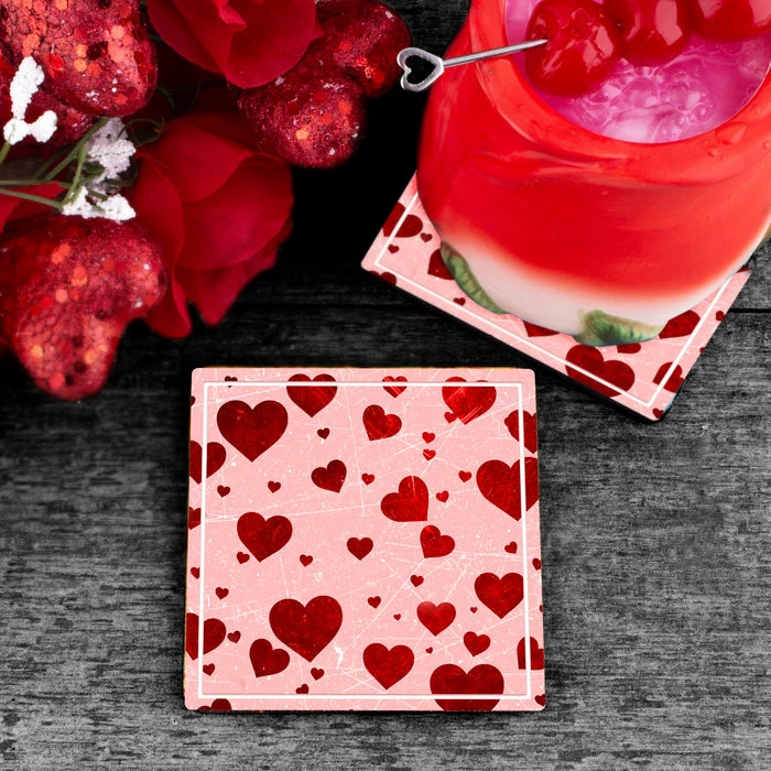 BarMan HEARTS THEMED FOAM COASTERS - 3.5 INCH SQUARE 4 BarMan HEARTS THEMED FOAM COASTERS - 3.5 INCH SQUARE - Image 2