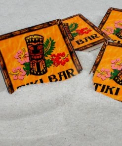 BarMan BarConic® Ceramic Tiki Coaster Set - 4 Pack -BarMan Shop barconic tiki ceramic coaster scene2 700x700