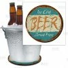 BarMan Beer Bucket Coaster - Retro Ice Cold Beer Served Here - 8.75" Diameter (Reuseable)