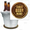 BarMan Beer Bucket Coaster - Cold Beer Here Bottle Cap - 8.75" Diameter (Reuseable) -BarMan Shop beer bucket coaster ice cold beer cap bpc 800 700x700