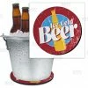 BarMan Beer Bucket Coaster - Retro Ice Cold Beer - 8.75" Diameter (Reuseable) -BarMan Shop beer bucket coaster ice cold beer red bpc 800 700x700