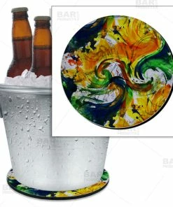 BarMan Beer Bucket Coaster - Painted Twirl - 8.75" Diameter (Reuseable)