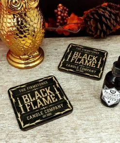 BarMan Wooden Square Coasters - Customizable - Halloween Black Flame Candle Company - Set Of 4 -BarMan Shop black flame candle company wood coaster2 700x700