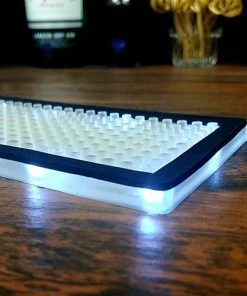 BarMan LED Bar Mats (3 3/4" W X 23 3/8" L) - 3 Color Options - Red, White, And Blue -BarMan Shop black lighted bar mat 700x700