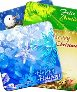 BarMan Cork Bottom Coasters - Christmas Theme - 4"