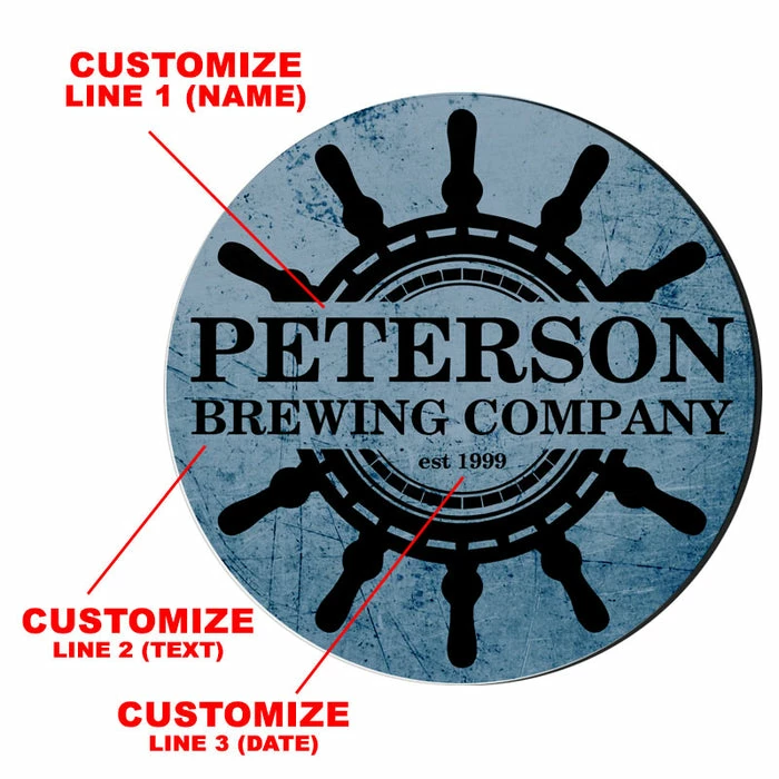 BarMan CUSTOMIZABLE Coaster - 4in Round Foam - Ship Wheel Design 8 BarMan CUSTOMIZABLE Coaster - 4in Round Foam - Ship Wheel Design - Image 6
