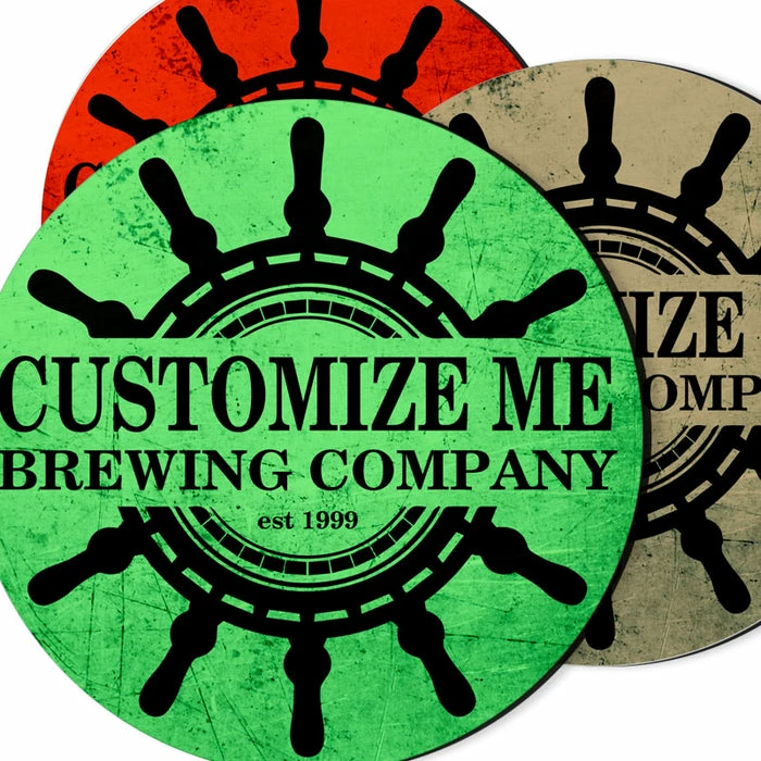 BarMan CUSTOMIZABLE Coaster - 4in Round Foam - Ship Wheel Design 3 BarMan CUSTOMIZABLE Coaster - 4in Round Foam - Ship Wheel Design