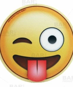 BarMan Emoji Round Foam Coasters - 4 Inch Diameter -BarMan Shop emoji foam coaster silly bpc 700x700