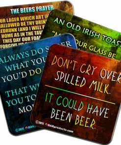 BarMan Cork Bottom Coasters - Drinking Theme - 4"