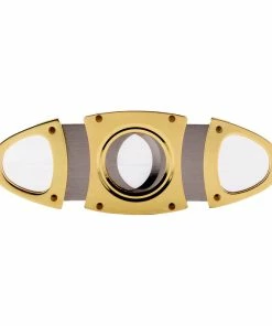 BarMan Double Blade Guillotine Cigar Cutter - Gold Plated -BarMan Shop gold cigar cutter 1 700x700