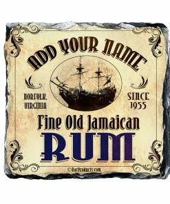 BarMan CUSTOMIZABLE Rock Slate Coaster - Rum Themed -BarMan Shop slate coaster rum web blu 700x700