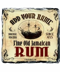BarMan CUSTOMIZABLE Rock Slate Coaster - Rum Themed -BarMan Shop slate coaster rum web brn 700x700