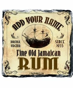 BarMan CUSTOMIZABLE Rock Slate Coaster - Rum Themed -BarMan Shop slate coaster rum web yel 700x700