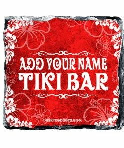 BarMan CUSTOMIZABLE Rock Slate Coasters - Tiki Themed -BarMan Shop slate coaster tiki web red 700x700