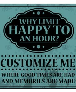 BarMan CUSTOMIZABLE Coaster - 3.5in Square Foam - Happy Hour Design -BarMan Shop square foam coaster blue happy hour web1 700x700