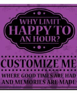 BarMan CUSTOMIZABLE Coaster - 3.5in Square Foam - Happy Hour Design -BarMan Shop square foam coaster purple happy hour web1 700x700