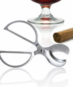 BarMan Cigar Scissors - Surgical Steel With Black Leather Case