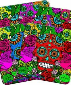 BarMan Cork Bottom Coasters - Sugar Skulls Series - 4"