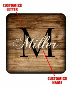 BarMan WOODEN SQUARE COASTERS - CUSTOMIZABLE - MONOGRAM - SET OF 4 -BarMan Shop wood coasters MONOGRAM EXAMPLE 700x700