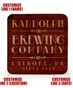 BarMan Wooden Round Square - Customizable - Brewing Company - Set Of 4 -BarMan Shop wood coasters brewing web 1 700x700