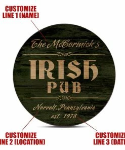 BarMan Wooden Round Coasters - Customizable - Irish Theme - Set Of 4 -BarMan Shop wood coasters custom main shot irish bar customize add your name 700x700