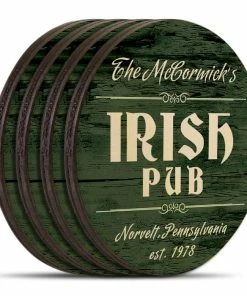 BarMan Wooden Round Coasters - Customizable - Irish Theme - Set Of 4