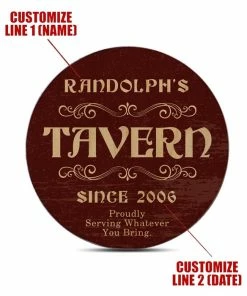 BarMan Wooden Round Coasters - Customizable - Tavern Theme - Set Of 4 -BarMan Shop wood coasters custom main shot tavern customize add your name 700x700