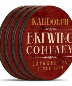 BarMan Wooden Round Coasters - Customizable - Brewing Company - Set Of 4