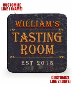 BarMan Wooden Square Coasters - Customizable - Tasting Room - Set Of 4 -BarMan Shop wood coasters tasting web 1 700x700
