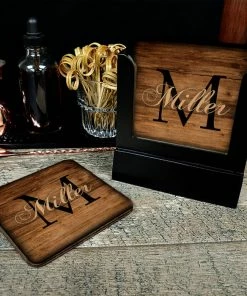 BarMan WOODEN SQUARE COASTERS - CUSTOMIZABLE - MONOGRAM - SET OF 4 -BarMan Shop wood coasters tasting web 5 5b902aa3 23ef 48bb 8e3a cad610e3ad01 700x700