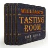 BarMan Wooden Square Coasters - Customizable - Tasting Room - Set Of 4 -BarMan Shop wood coasters tasting web 800 700x700