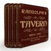 BarMan Wooden Square Coasters - Customizable - Tavern Theme - Set Of 4 -BarMan Shop wood coasters tavern web 800 700x700