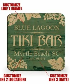 BarMan Wooden Square Coasters - Customizable - Tiki Theme - Set Of 4 -BarMan Shop wood coasters tiki web 1 700x700